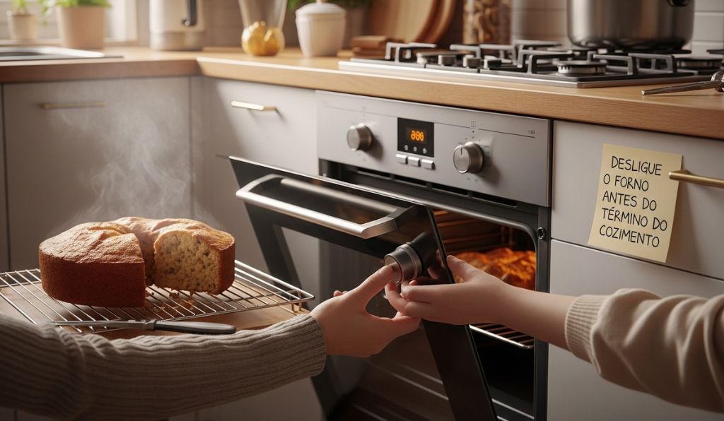 Desligue o forno antes do término do cozimento Desligue o forno antes do término do cozimento